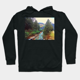 Turquoise river in a forest in Switzerland Hoodie